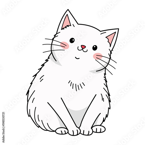 Cute little smiling cat, doodle illustration