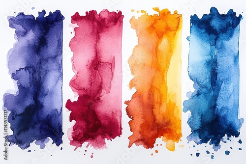 Wallpaper Mural Vibrant watercolor paint swatches showcasing a spectrum of colors. Torontodigital.ca