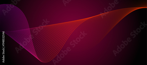 Abstract wave element for design. Digital frequency track equalizer. Stylized line art background. Colorful shiny wave with lines created using blend tool. Curved wavy line.