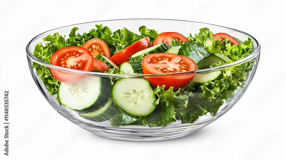Fresh vegetable salad in glass bowl isolated on white background with clipping path Fresh vegetable salad in glass bowl isolated on white background with clipping path