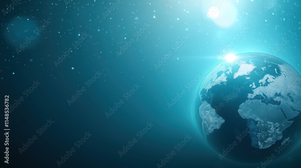 Spectacular blue earth, a breathtaking view of our planet against starry cosmos background