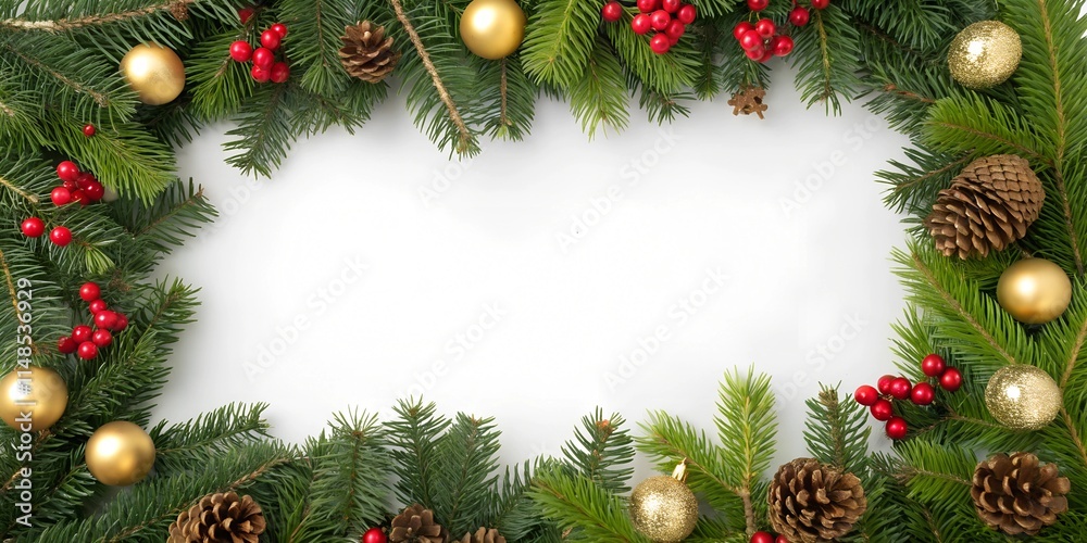 christmas frame with christmas tree branches and balls christmas frame with christmas tree branches and balls