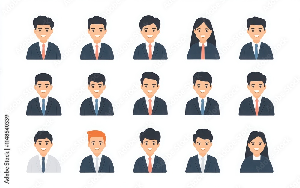 A vector icon set illustrating a business network, featuring a central businessman connected to various male and female colleagues. A vector icon set illustrating a business network, featuring a central businessman connected to various male and female colleagues.