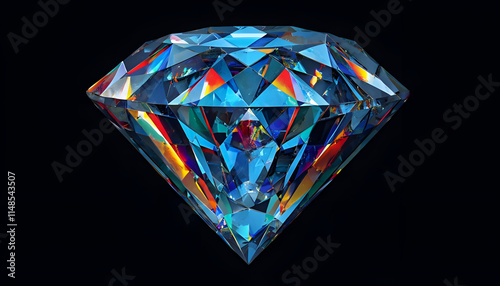 Obraz na płótnie beautiful blue diamond against black background. digital artwork. Ai generated w salonie