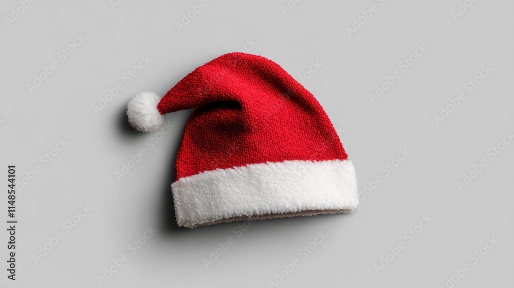 Red Santa hat on a gray background. Red Santa hat on a gray background.