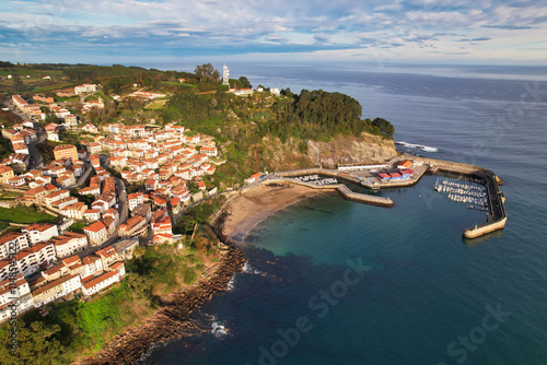 Lastres fishing village, aerial view, Asturias, Spain, Europe photo