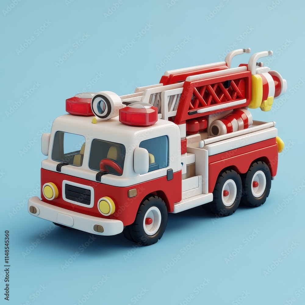 Fototapeta premium Retro Firetruck 3D Render 