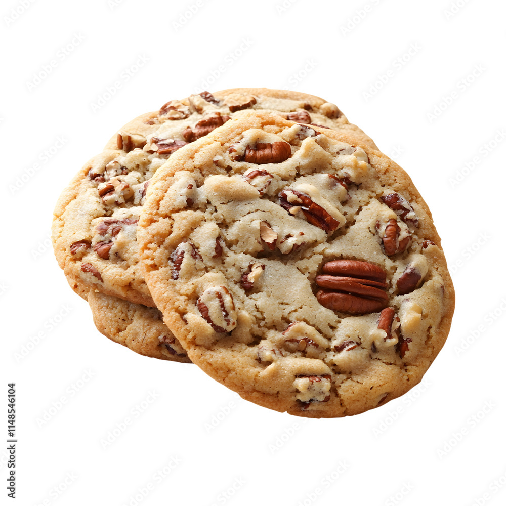 Crispy Brown butter pecan cookies Isolated On Transparent Background Crispy Brown butter pecan cookies Isolated On Transparent Background