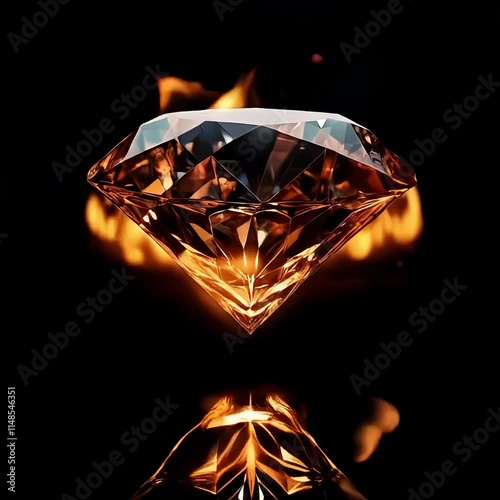 Diamond Inferno, burning in black isolated background