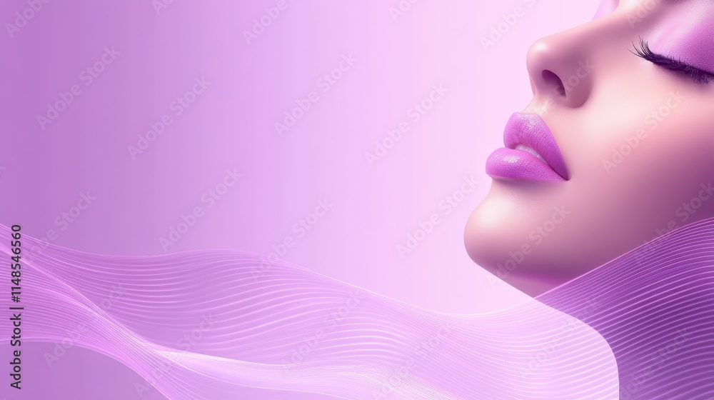 Glamorous woman with long flowing hair and striking pink makeup Glamorous woman with long flowing hair and striking pink makeup