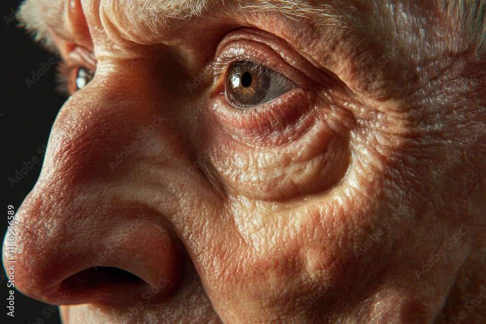 Intimate portrait of an elderly man close-up human emotion studio setting side view aging and wisdom Intimate portrait of an elderly man close-up human emotion studio setting side view aging and wisdom