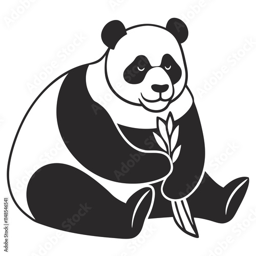 panda bear with bamboo