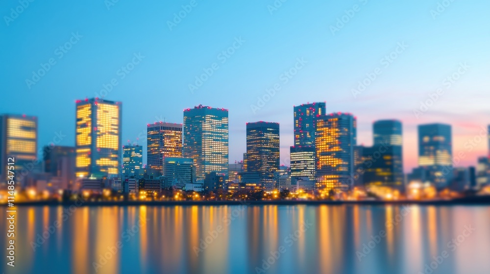 Evening city skyline reflections urban landscape night photography modern architecture aesthetic view serenity concept Evening city skyline reflections urban landscape night photography modern architecture aesthetic view serenity concept