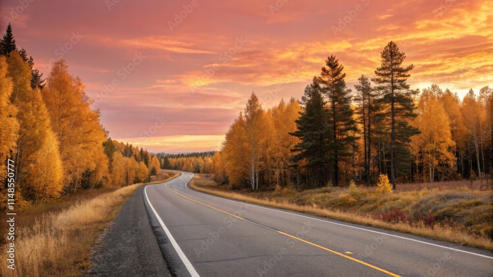 Fototapeta premium Road in autumn forest 