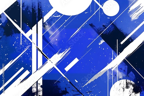 Geometric Abstract Blue Background, Double exposure of forex chart hologram over desktop with phone. Top view. Mobile trade platform concept,  Shattered Blue Crystal with a Glowing Center

