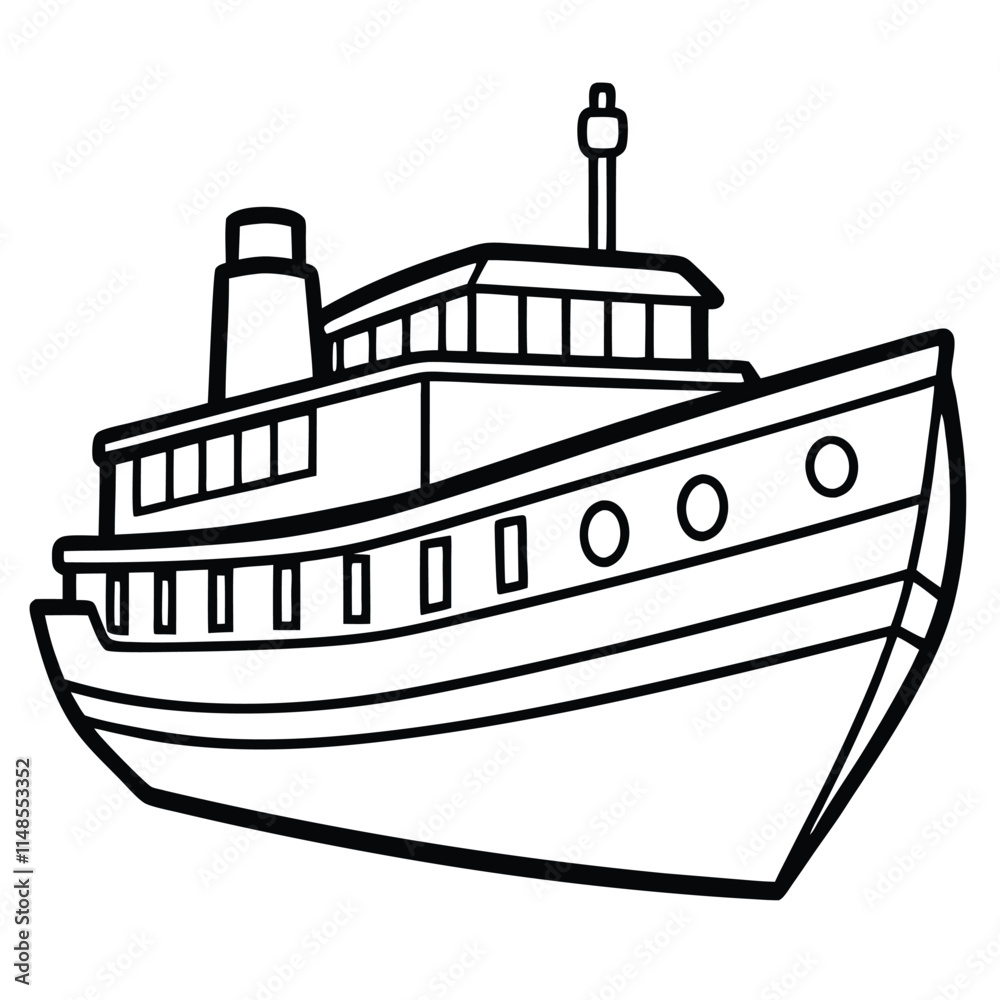 Obraz premium boat line art on white background