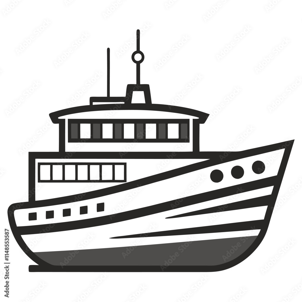 Obraz premium boat line art on white background