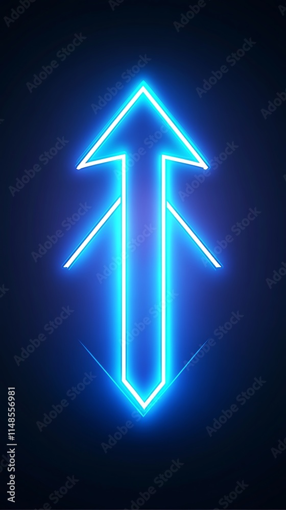 Glowing neon arrows on dark blue background Glowing neon arrows on dark blue background