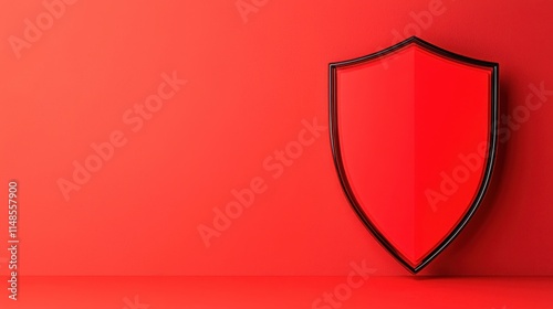 Free Download A vibrant red background features a glossy shield, symbolizing protection and safety. - GFXLoad