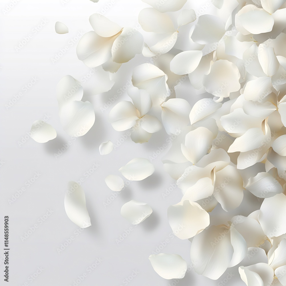Delicate White Petals Falling Gracefully on a Soft Background Delicate White Petals Falling Gracefully on a Soft Background