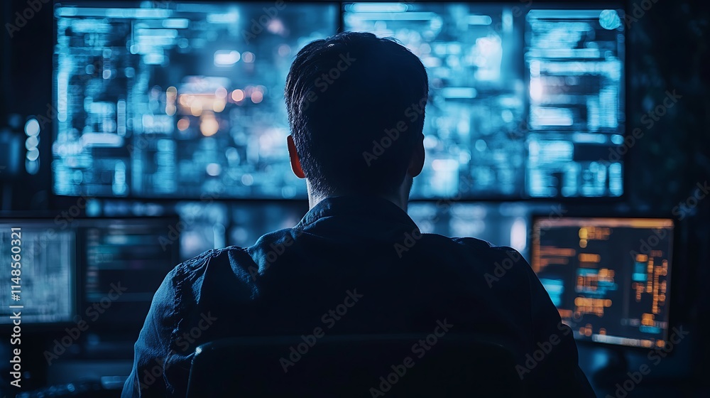 Monitoring cybersecurity data control room digital environment tech Monitoring cybersecurity data control room digital environment tech