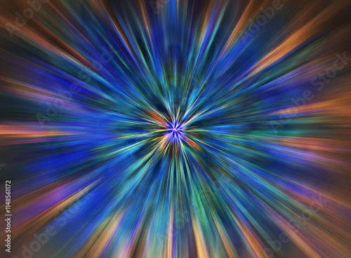 Approaching lightspeed, big bang explosion. The dabbing technique near the edges gives a soft focus effect due to the altered surface roughness of the paper.