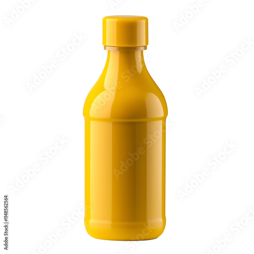 Yellow plastic bottle packaging mockup with transparent background