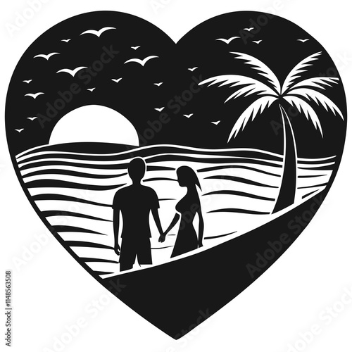 couple on the beach at sunset