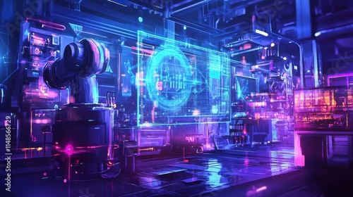 Futuristic digital backdrop with glowing fiber optics, ideal for technology or science concept