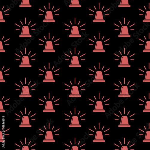 Flasher siren icon isolated seamless pattern on black background