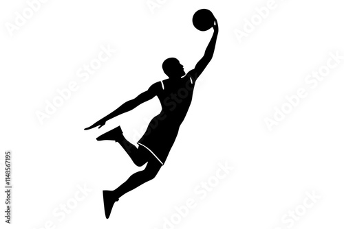 A basketball player dunking flat vector style silhouette