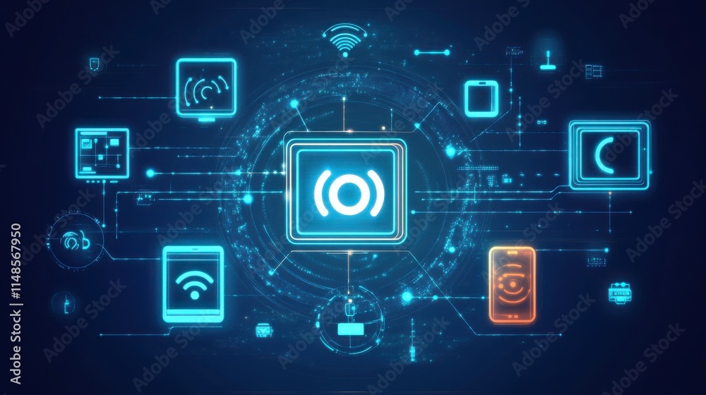 Abstract digital network concept with glowing nodes and lines, representing global communication and data exchange Abstract digital network concept with glowing nodes and lines, representing global communication and data exchange