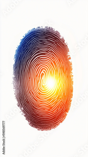 A vibrant fingerprint with glowing effects, symbolizing identity and security. photo