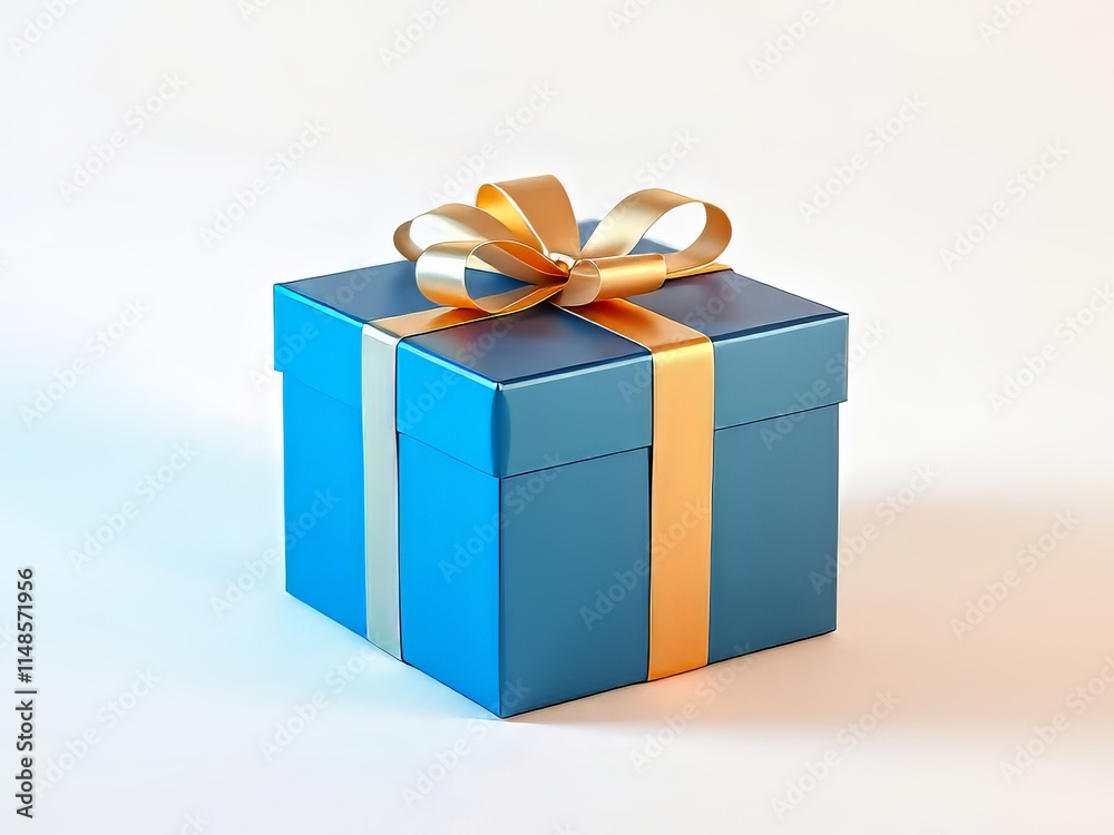 Fototapeta premium Modern Festive Gift 3D Render - Blue Gold Present