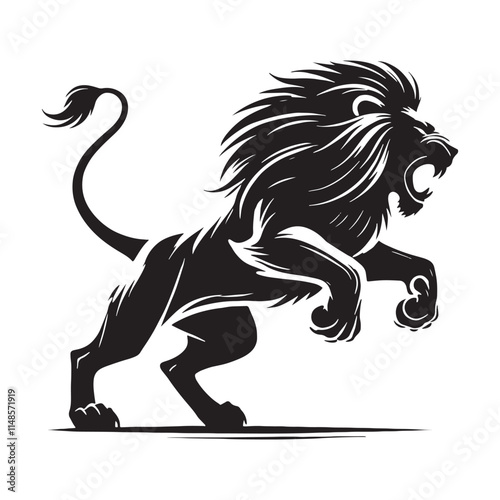 Captivating attacking lion silhouette for print and digital art - Attacking lion illustration - minimallest attacking lion vector
 photo