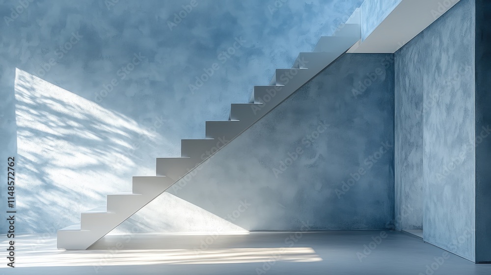 Obraz premium Minimalist metal ladder illuminated by soft indoor lighting in a serene space