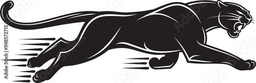 A silhouette vector of a panther capturing the powerful movement, Tiger vector silhouette, illustration of a silhouette of a tiger