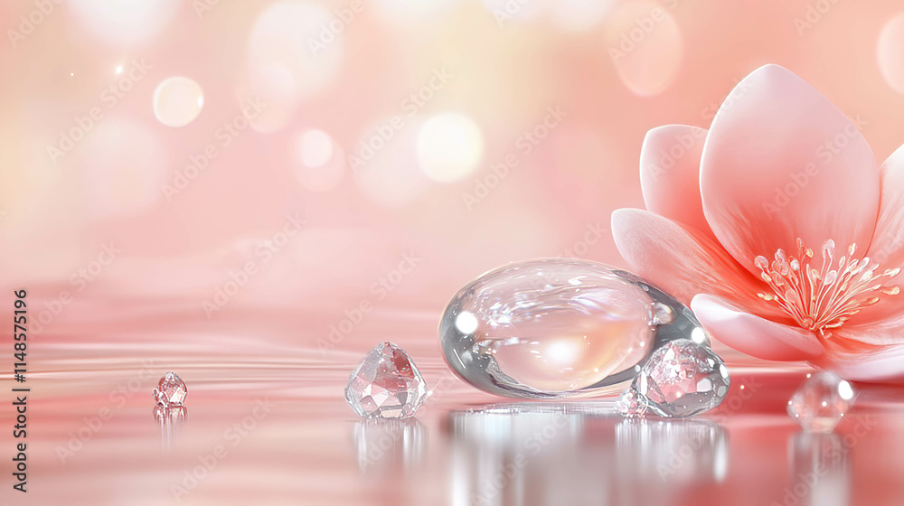 Crystal Pink Valentine conveys delicate sentiments of intimacy affection and softness. Delicate Pink Crystal Decor with Flower and Soft Background Crystal Pink Valentine conveys delicate sentiments of intimacy affection and softness. Delicate Pink Crystal Decor with Flower and Soft Background