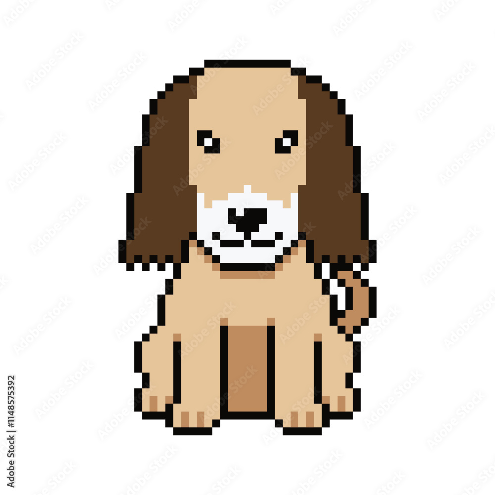 Fototapeta premium Pixel art cute afghan hound dog vector in retro style for design.