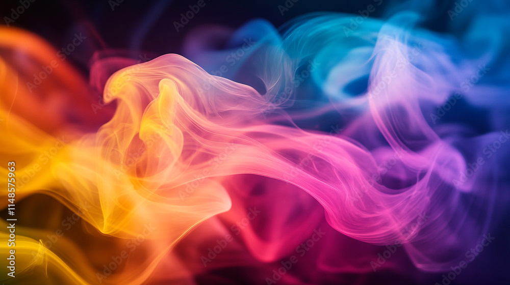 Colorful swirl of smoke in vibrant shades creating a mesmerizing visual effect. Colorful swirl of smoke in vibrant shades creating a mesmerizing visual effect.
