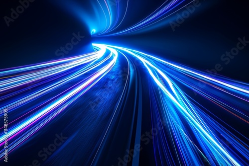 blue abstract background cool dark, Neon abstract background with glowing lines and futuristic radiance,    
Abstract background with light trails moving fast in the tunnel,
