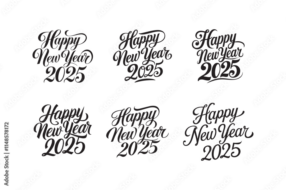 bundle template happy new year line art

