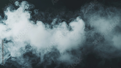 White smoke rising against a dark background in a mysterious atmosphere.