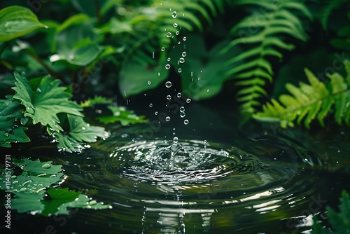 Watch a stunning droplet create a splash in clear blue water during sunset, a mesmerizing blend of natures beauty, A single water drop creates ripples on the surface of water, with a blurred pastel 
