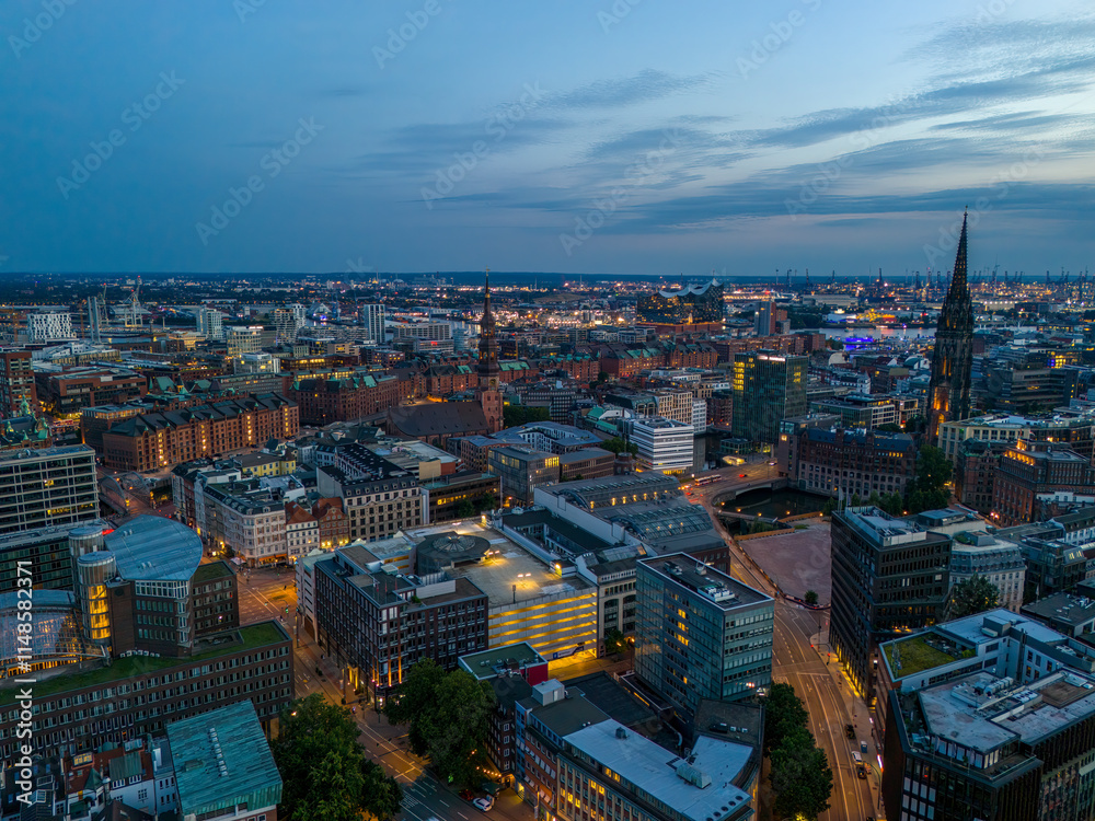 The City of Hamburg with House of Government and the Lake Alster