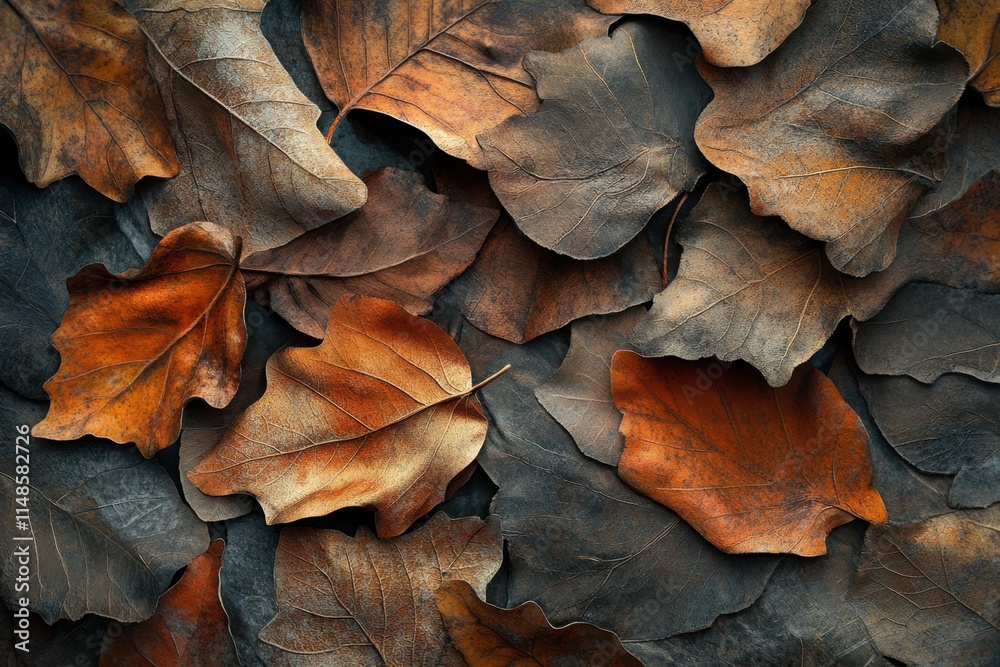 Dried Autumn Leaves Displaying Rich Color Variations Dried Autumn Leaves Displaying Rich Color Variations