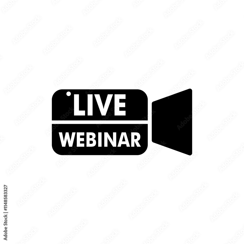 Obraz premium Camera and Live icon logo. Live Webinar button icon vector