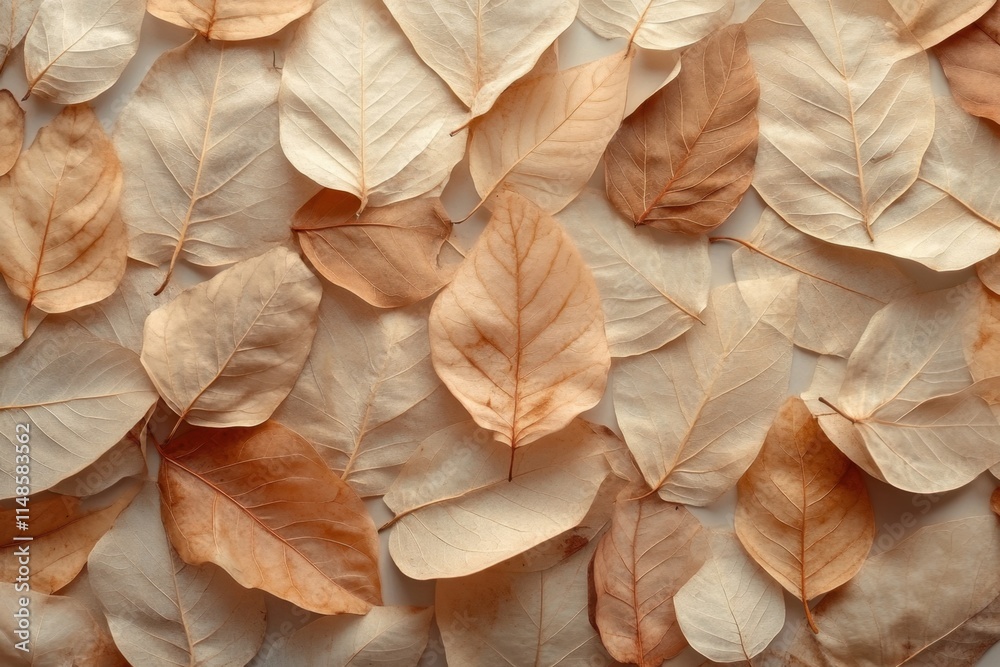 Fototapeta premium Dried Leaves Arranged In A Patterned Display