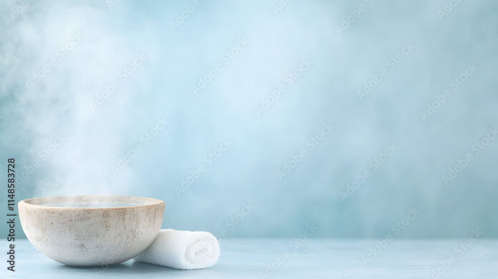 A rustic bowl filled with water and a small white towel placed gently on top, creating a serene and calming atmosphere, ideal for relaxation, self-care routines, and spa-like moments
A rustic bowl filled with water and a small white towel placed gently on top, creating a serene and calming atmosphere, ideal for relaxation, self-care routines, and spa-like moments