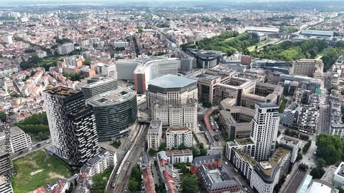 Aerial view of the European Quarter (Quartier Europeen) in Brussels, Belgium photo